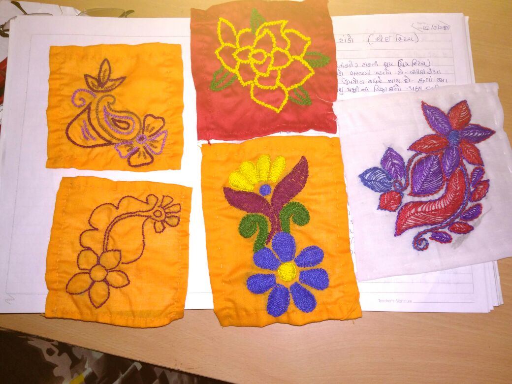 Embroidery work made by trainees