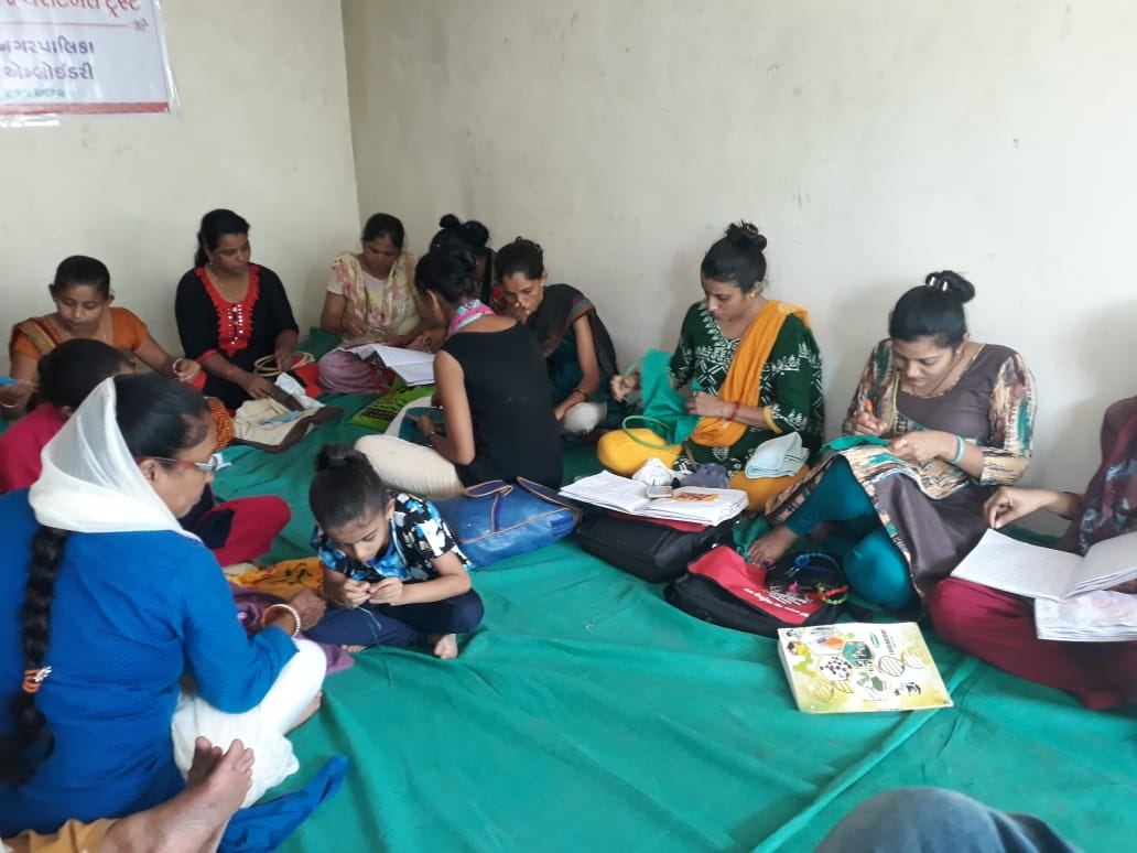 Women's craft group at work